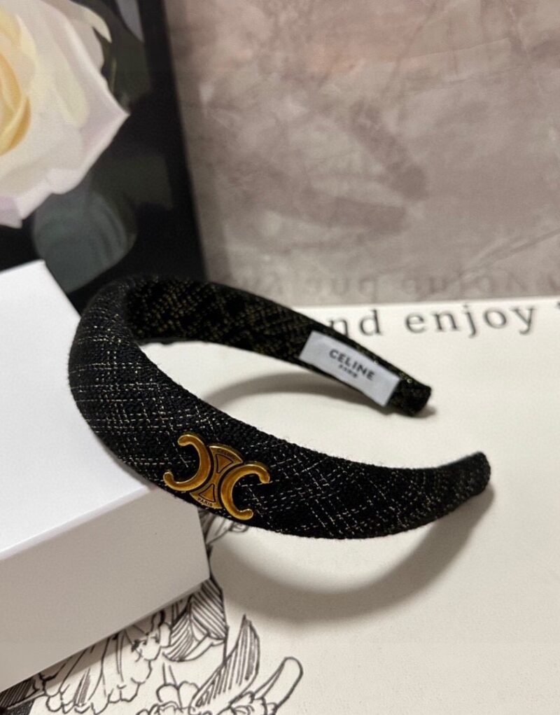 Celine Tweed Hairband Black For Women