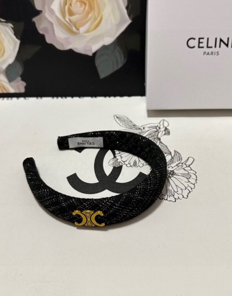 Celine Tweed Hairband Black For Women