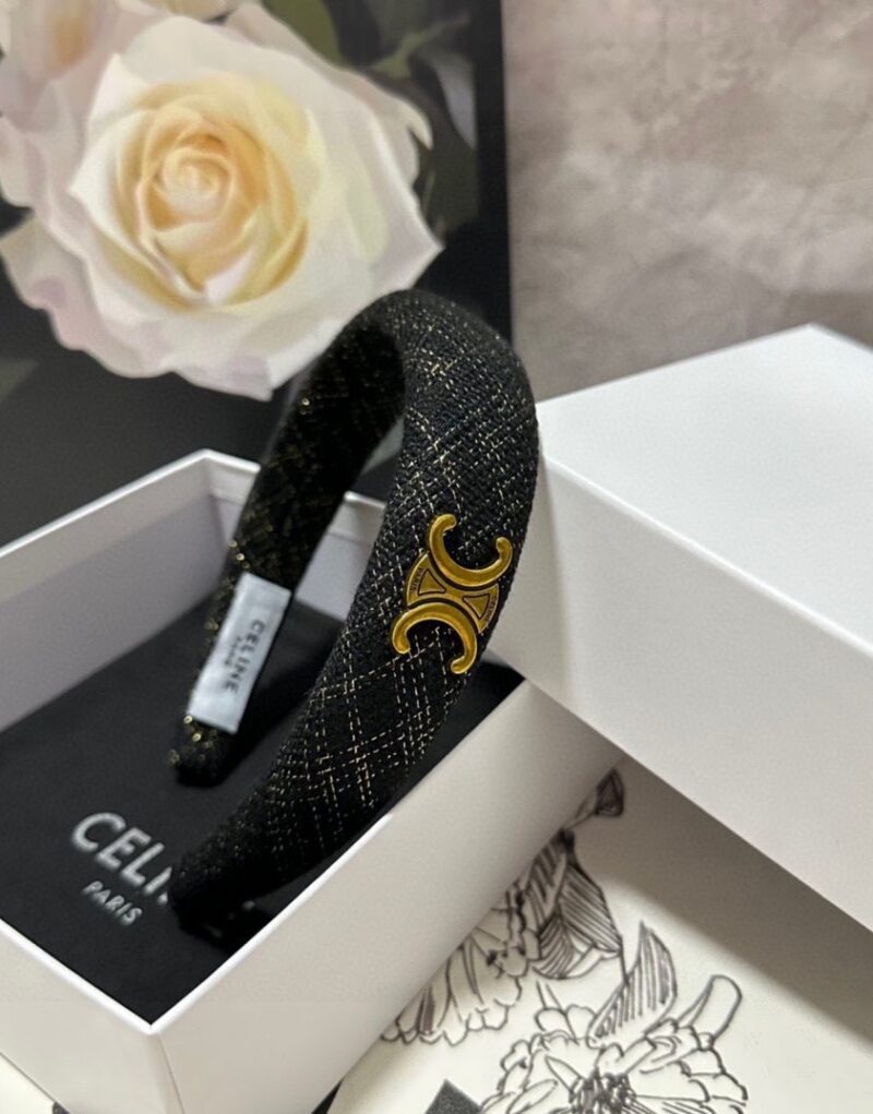 Celine Tweed Hairband Black For Women