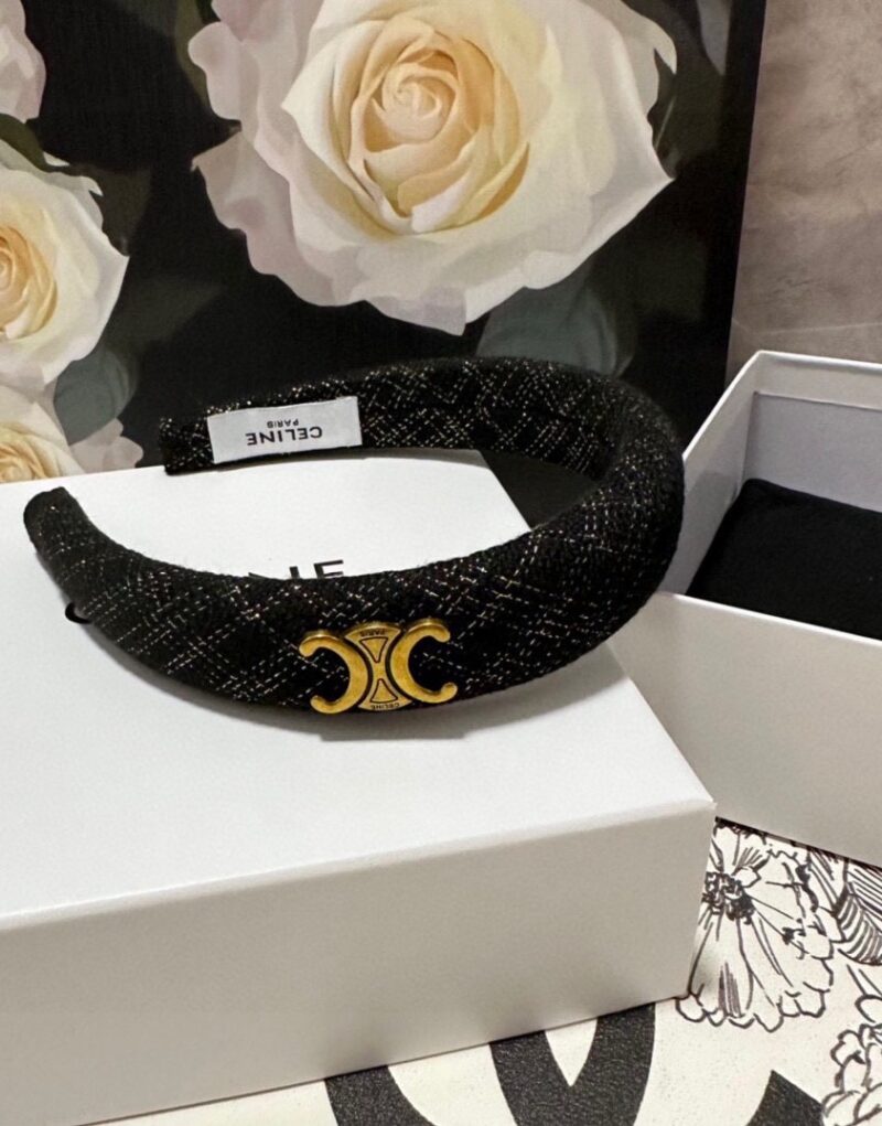 Celine Tweed Hairband Black For Women