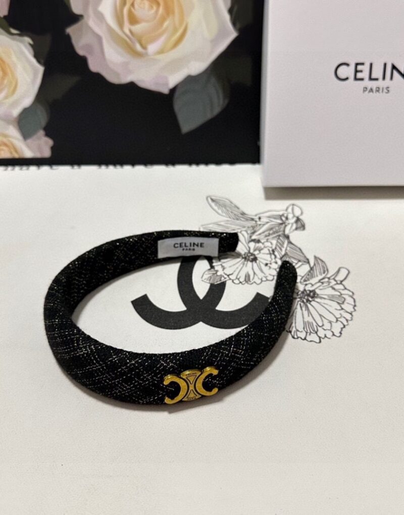 Celine Tweed Hairband Black For Women