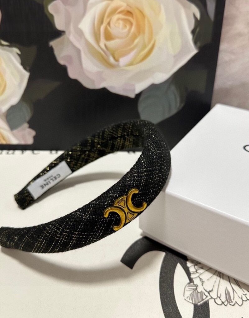 Celine Tweed Hairband Black For Women