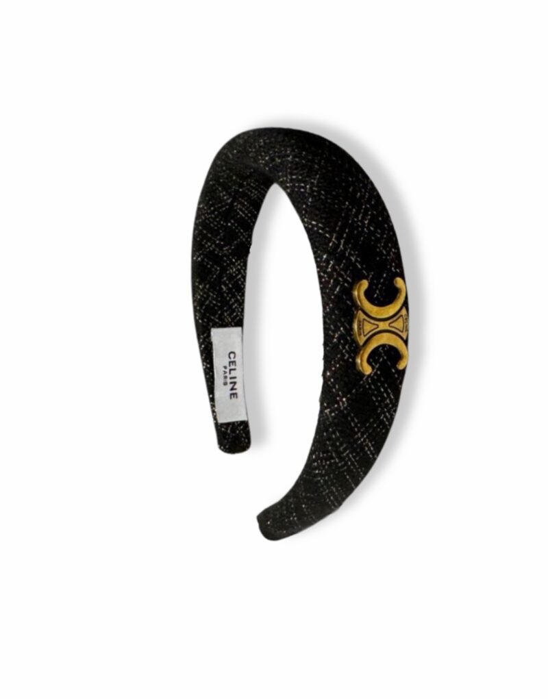 Celine Tweed Hairband Black For Women