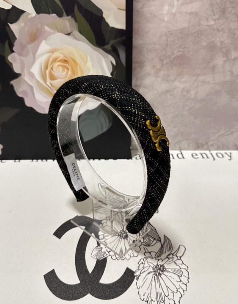 Celine Tweed Hairband Black For Women