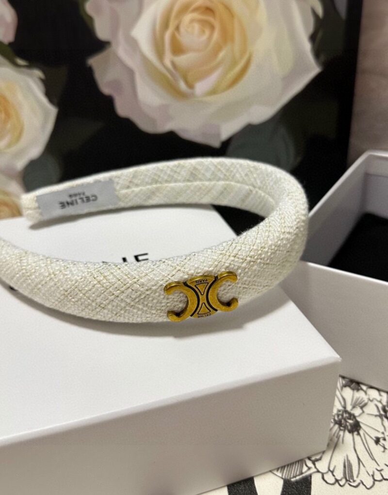 Celine Tweed Hairband White For Women