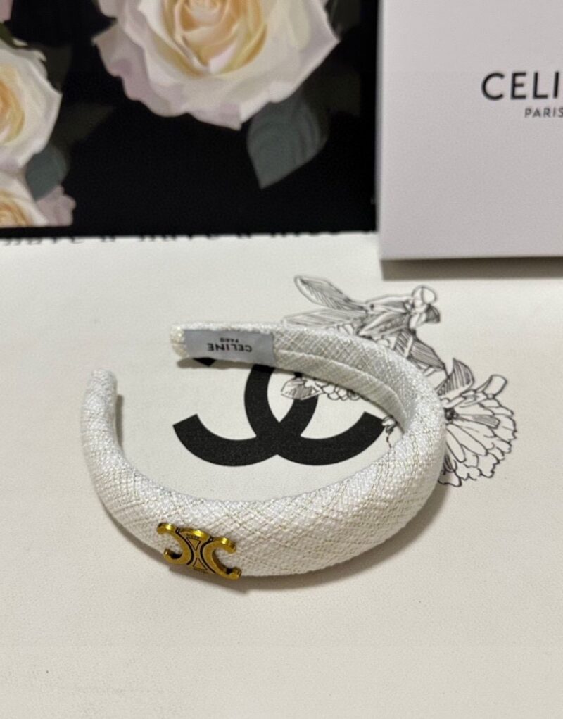 Celine Tweed Hairband White For Women