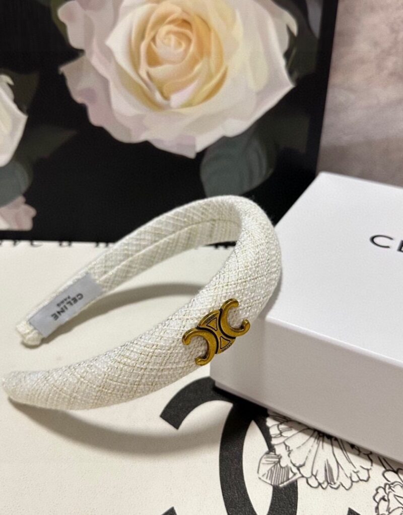 Celine Tweed Hairband White For Women