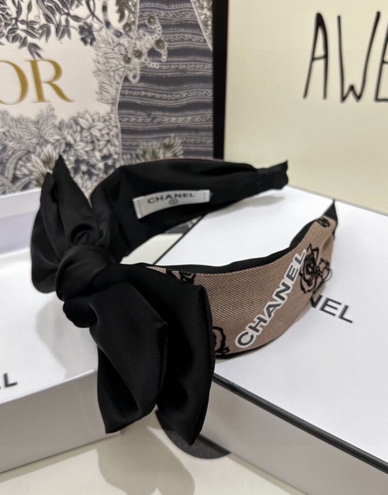 Chanel Bow Hairband Black For Women