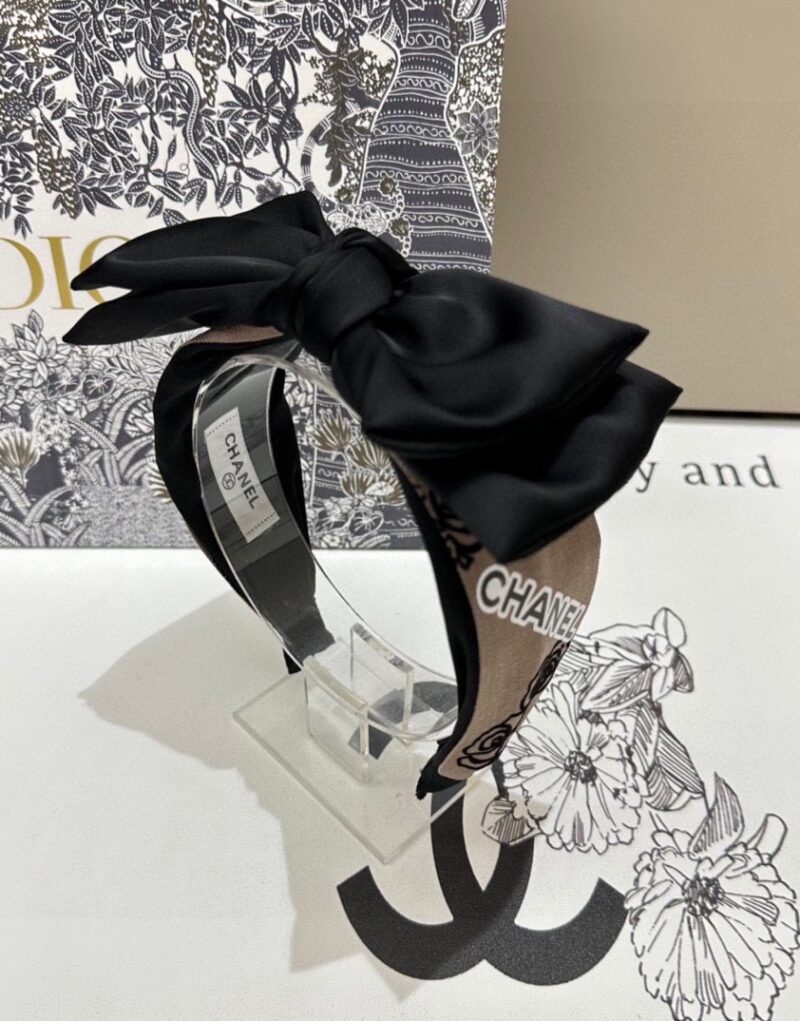 Chanel Bow Hairband Black For Women