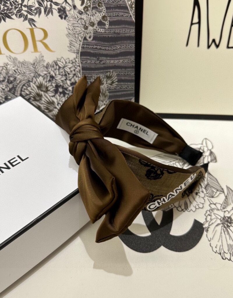 Chanel Bow Hairband Brown For Women