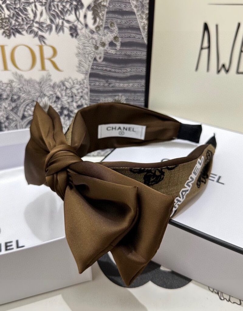 Chanel Bow Hairband Brown For Women