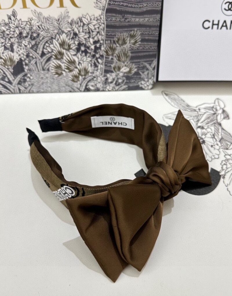 Chanel Bow Hairband Brown For Women