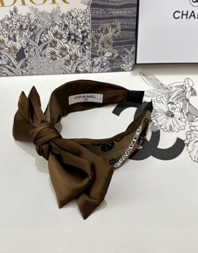 Chanel Bow Hairband Brown For Women