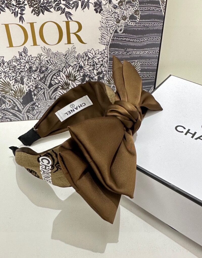 Chanel Bow Hairband Brown For Women