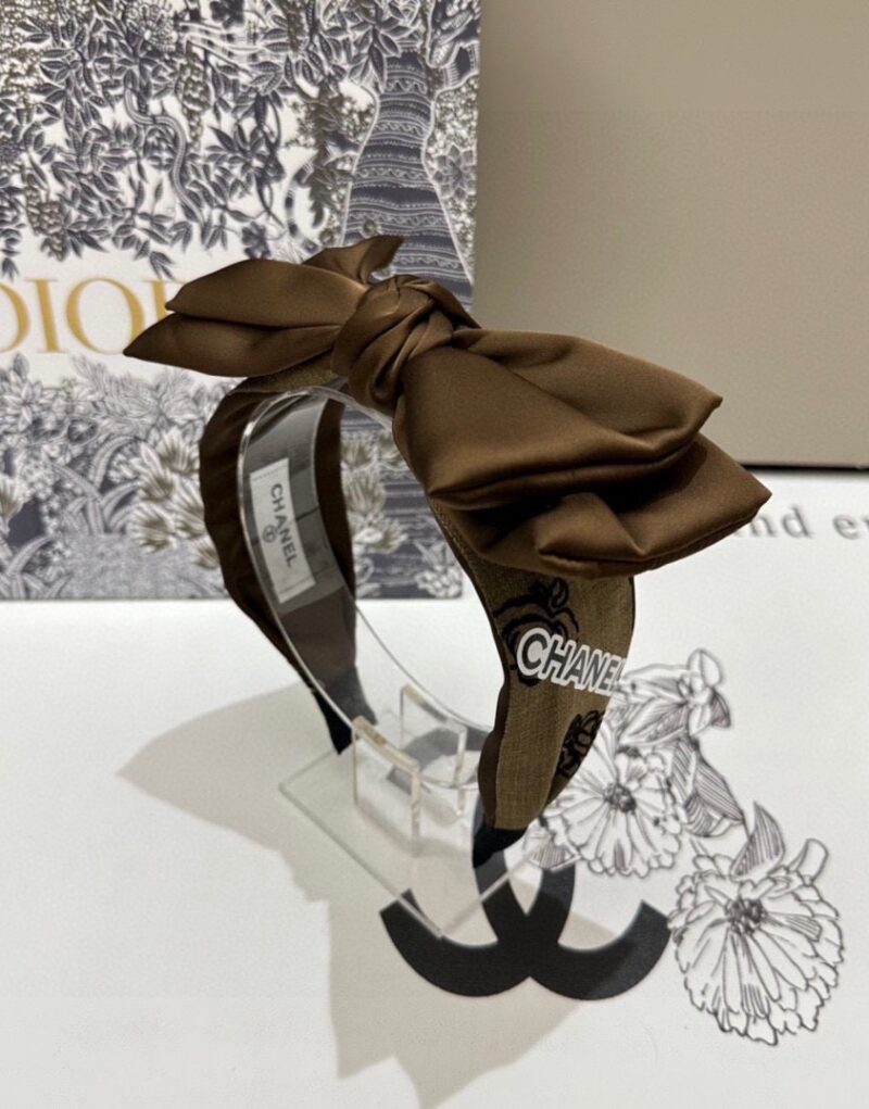 Chanel Bow Hairband Brown For Women