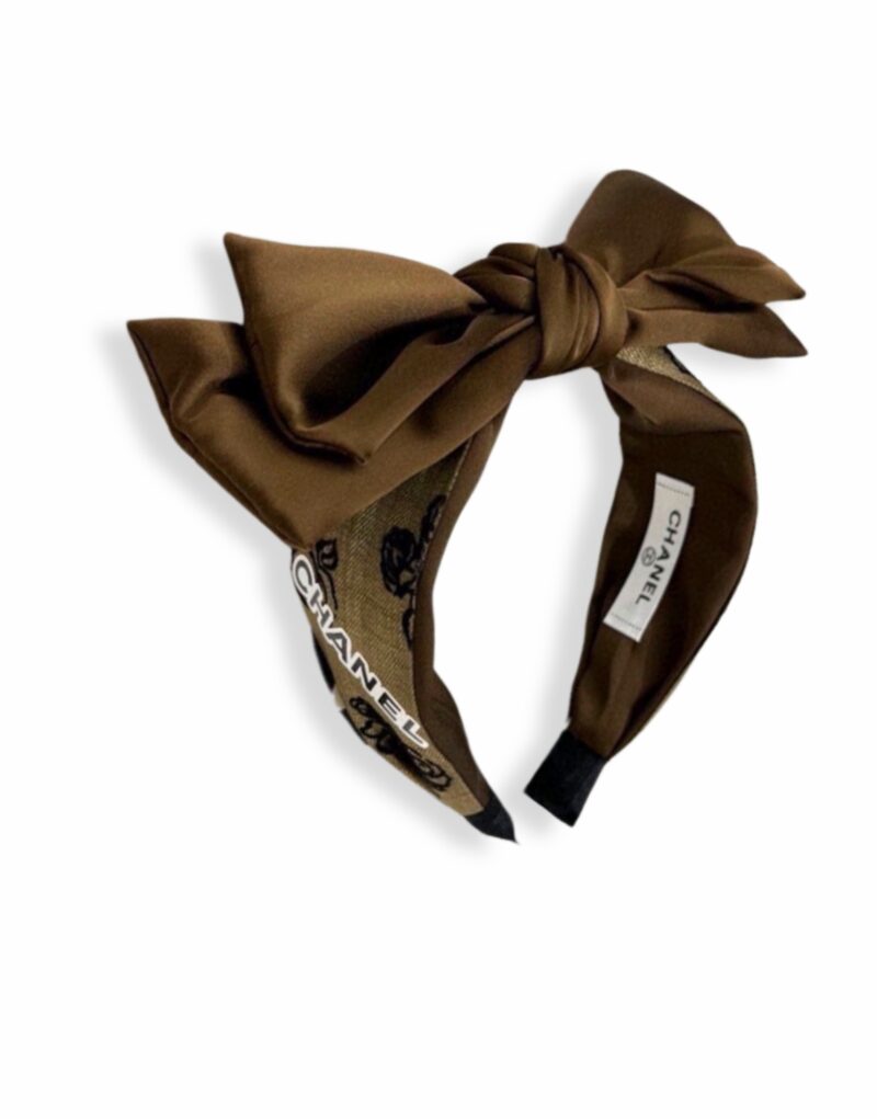 Chanel Bow Hairband Brown For Women