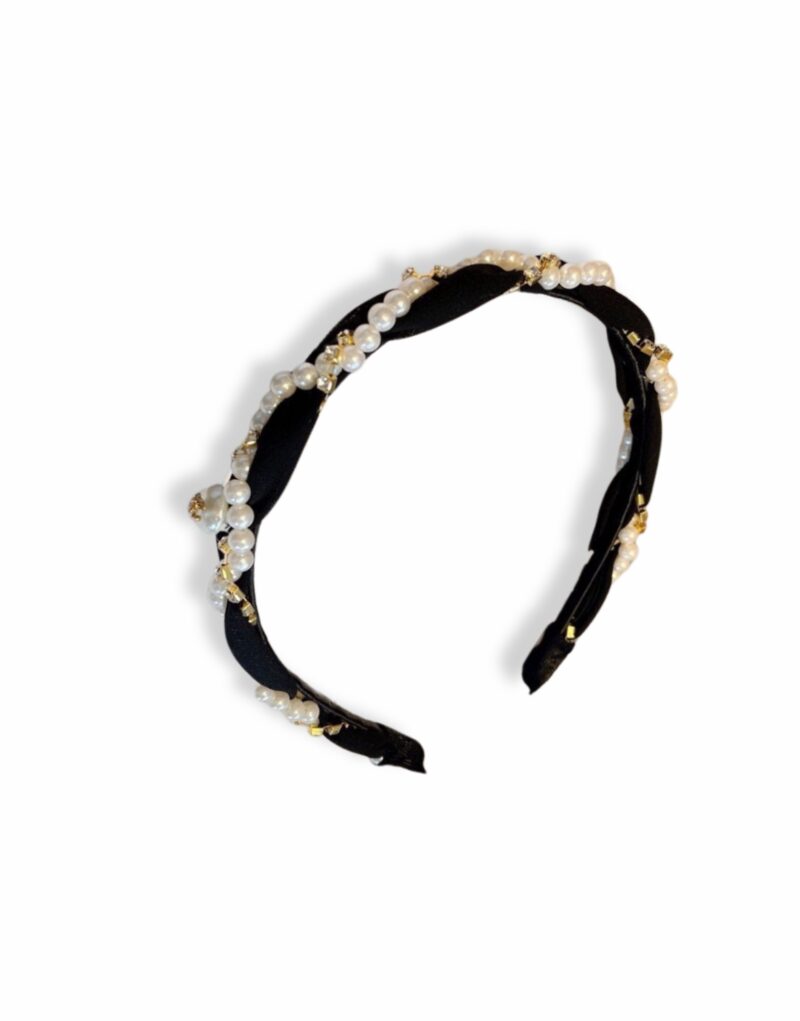 Chanel Pearl Hairband Black For Women