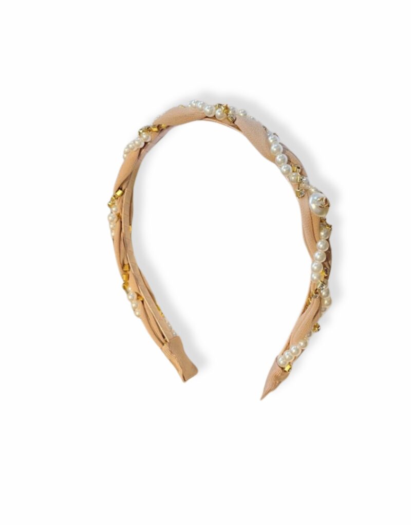 Chanel Pearl Hairband Pink For Women