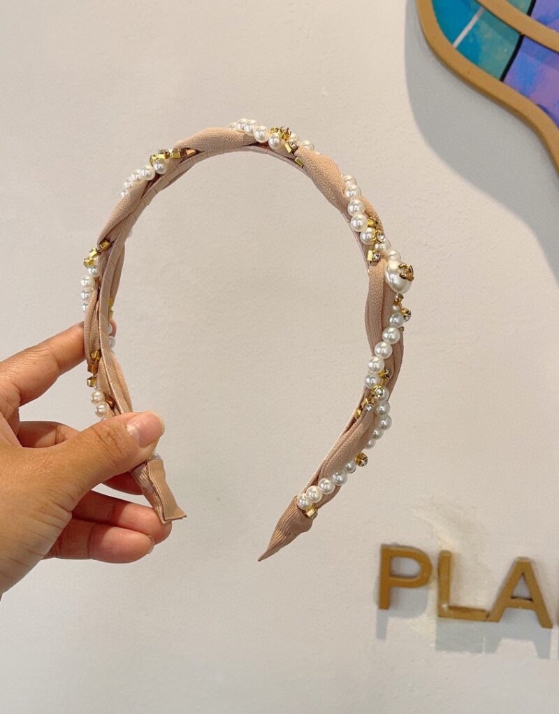 Chanel Pearl Hairband Pink For Women