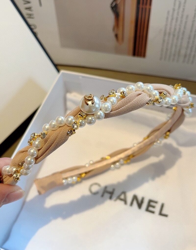 Chanel Pearl Hairband Pink For Women