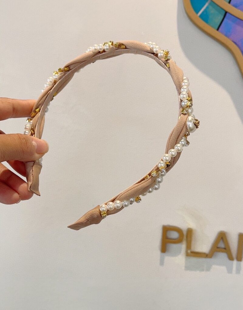 Chanel Pearl Hairband Pink For Women