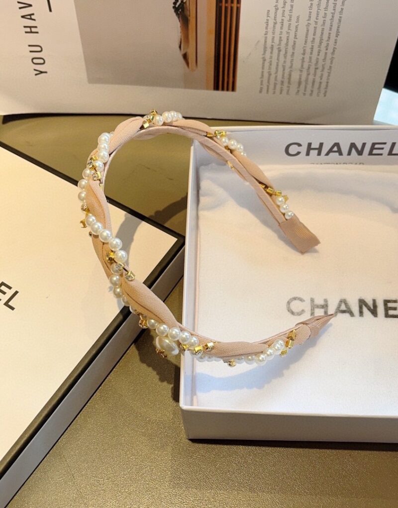 Chanel Pearl Hairband Pink For Women