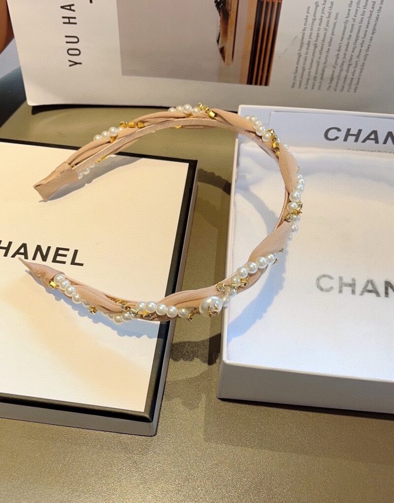 Chanel Pearl Hairband Pink For Women