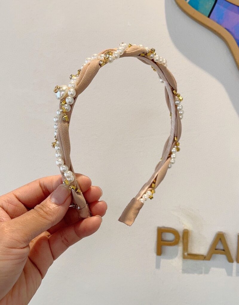 Chanel Pearl Hairband Pink For Women