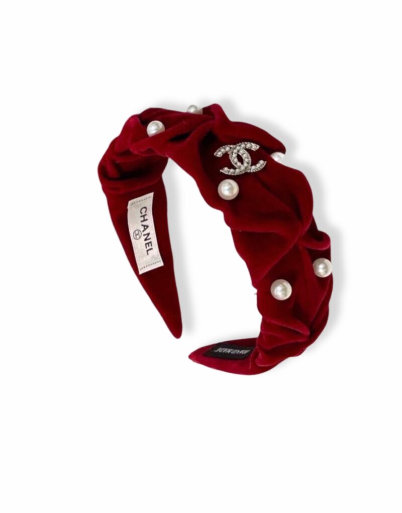Chanel Pearl Hairband Red For Women