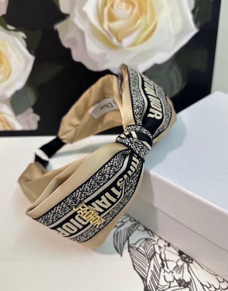 Christian Dior Bow Hairband Beige For Women