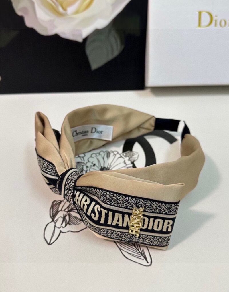 Christian Dior Bow Hairband Beige For Women