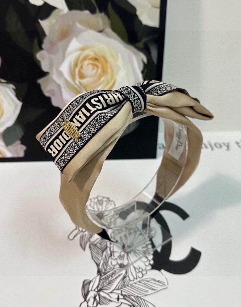 Christian Dior Bow Hairband Beige For Women