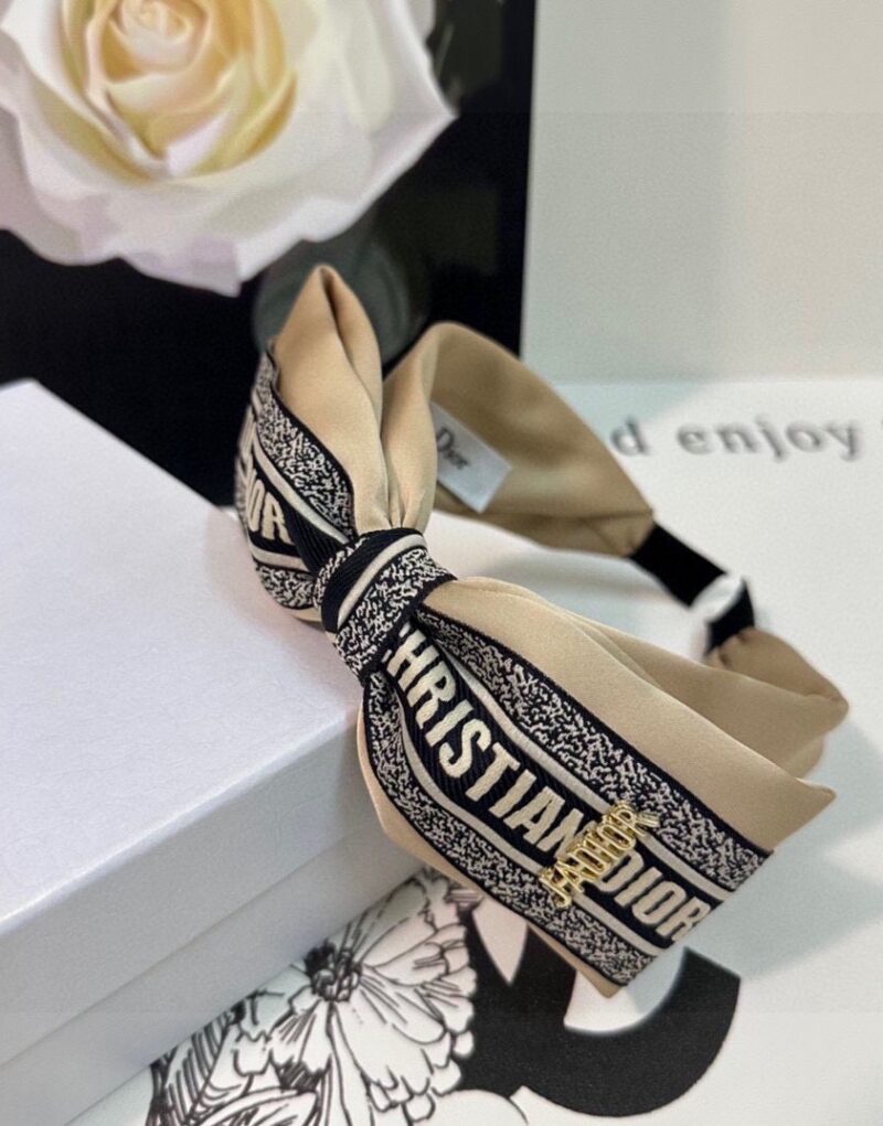 Christian Dior Bow Hairband Beige For Women