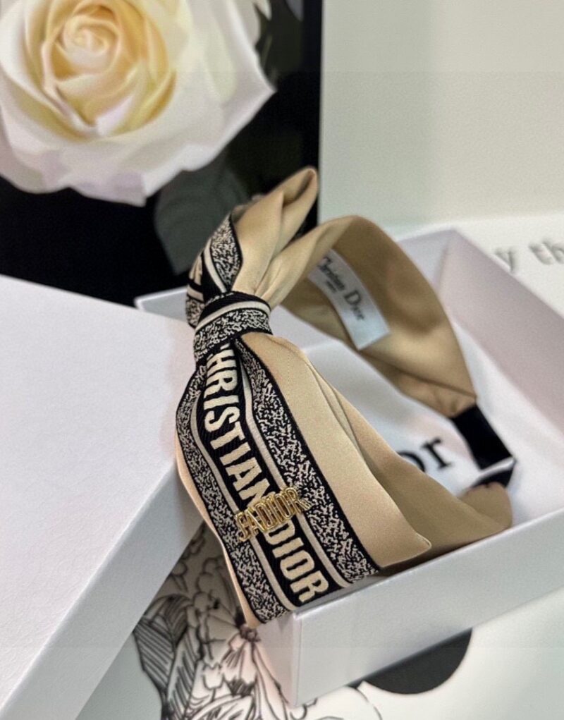 Christian Dior Bow Hairband Beige For Women