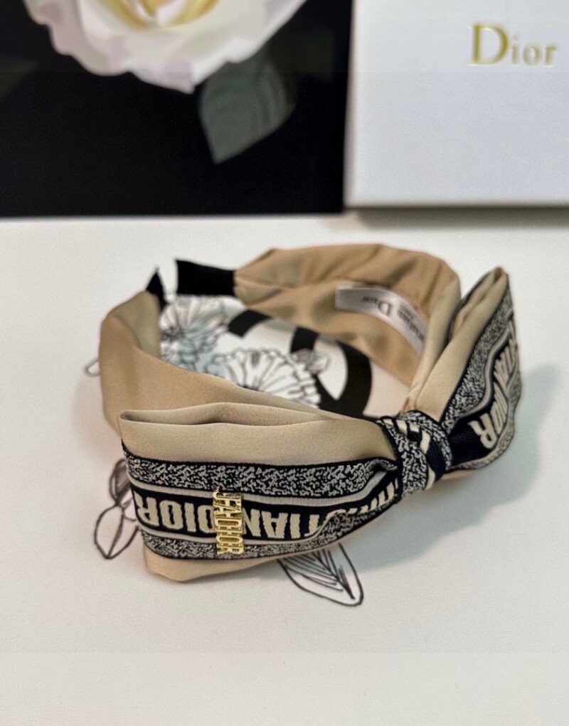 Christian Dior Bow Hairband Beige For Women