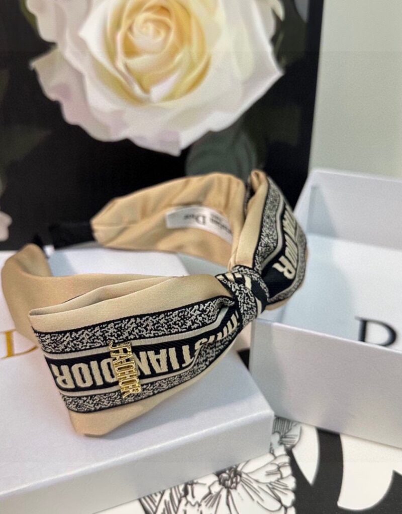 Christian Dior Bow Hairband Beige For Women