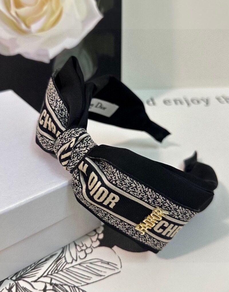 Christian Dior Bow Hairband Black For Women