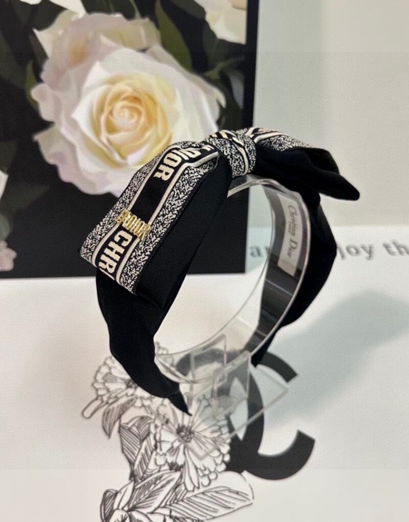 Christian Dior Bow Hairband Black For Women