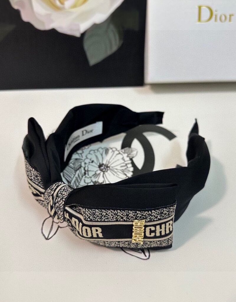 Christian Dior Bow Hairband Black For Women