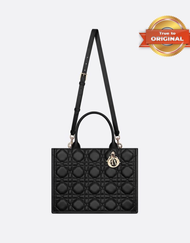 [True-to-ORIGINAL] Christian Dior Medium Dior Book Tote Black For Women 36.5cm/14.4in M1324OWHP_M900