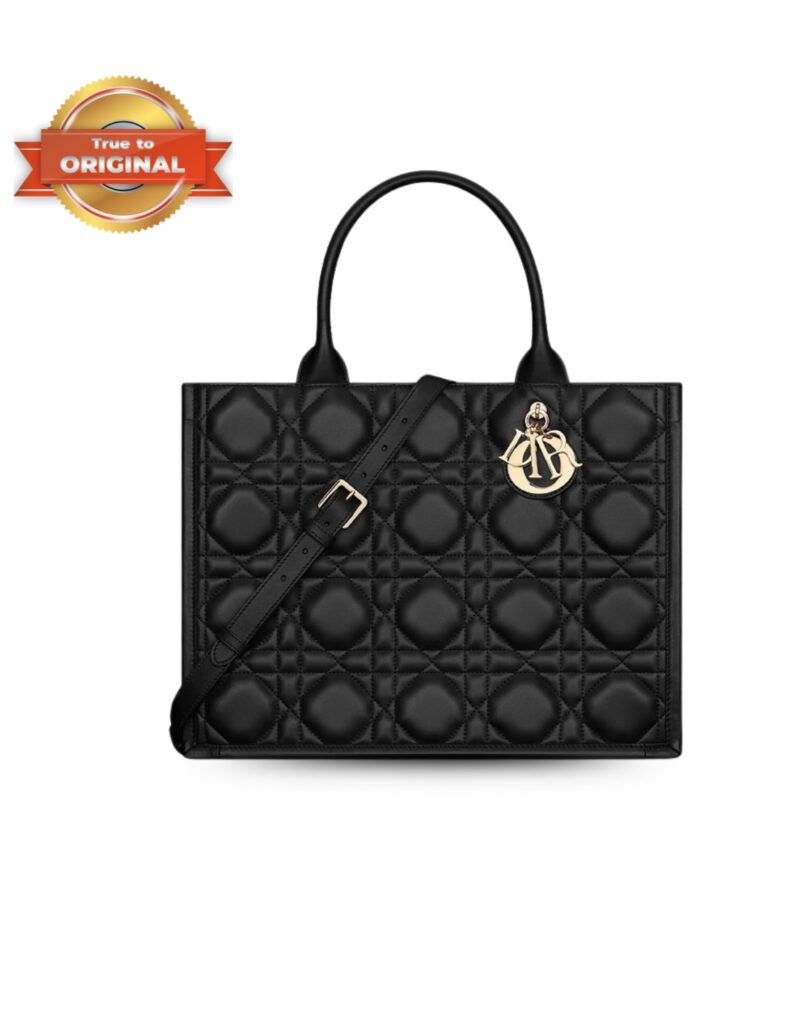 [True-to-ORIGINAL] Christian Dior Medium Dior Book Tote Black For Women 36.5cm/14.4in M1324OWHP_M900