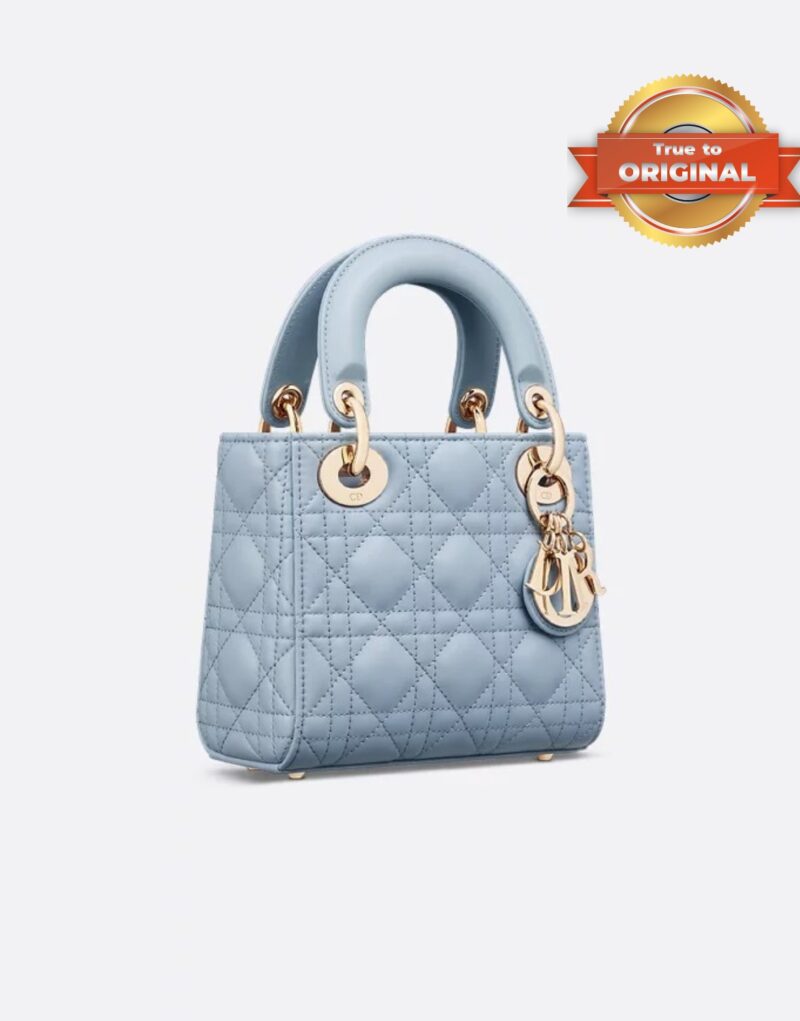 [True-to-ORIGINAL] Christian Dior Mini Lady Dior Bag Pale Blue For Women 17cm/6.5in M0505ONGE_M23B
