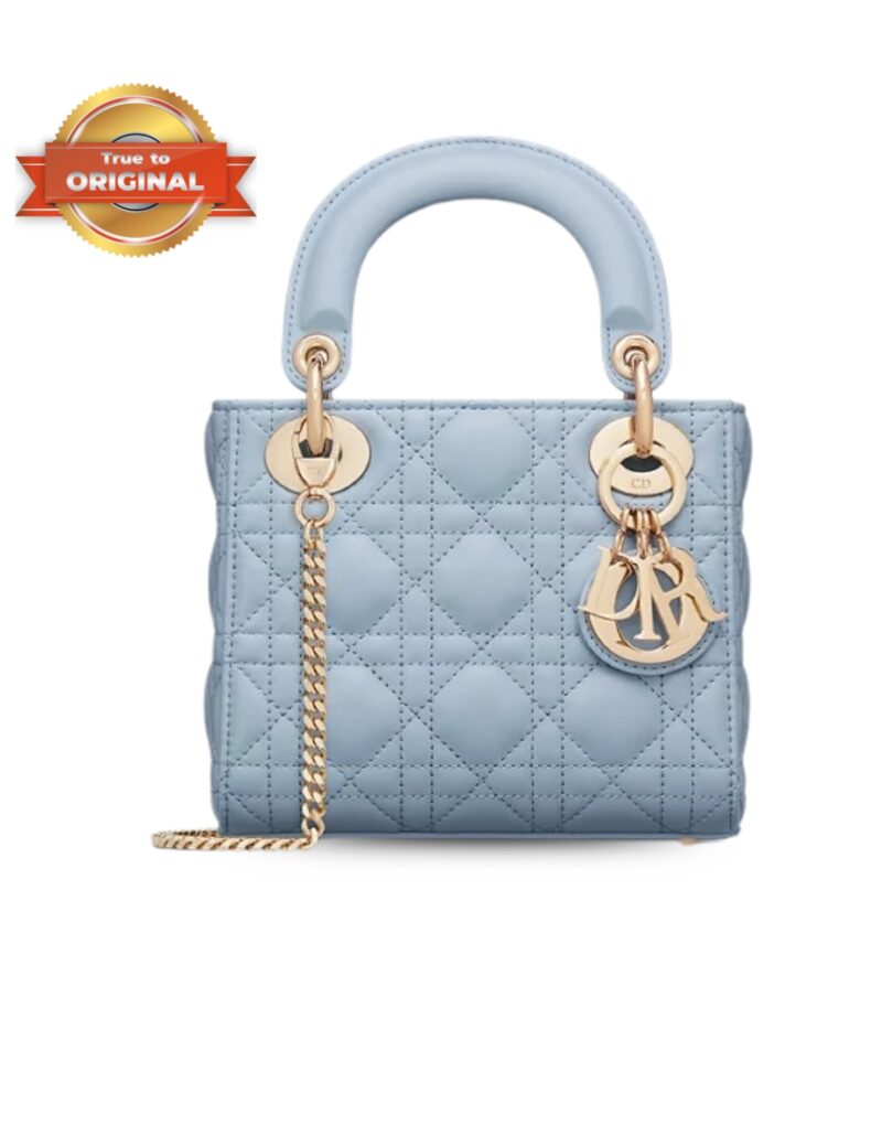 [True-to-ORIGINAL] Christian Dior Mini Lady Dior Bag Pale Blue For Women 17cm/6.5in M0505ONGE_M23B