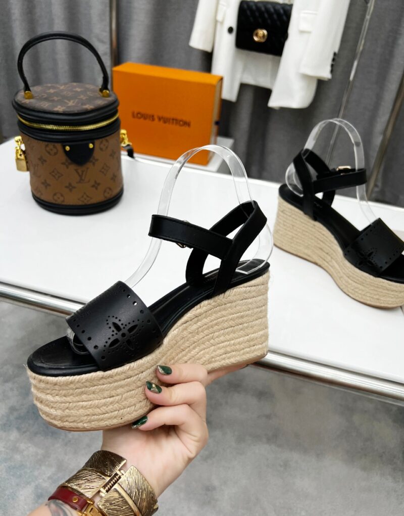 Louis Vuitton Women's Starboard Wedge Sandal Black For Women LV