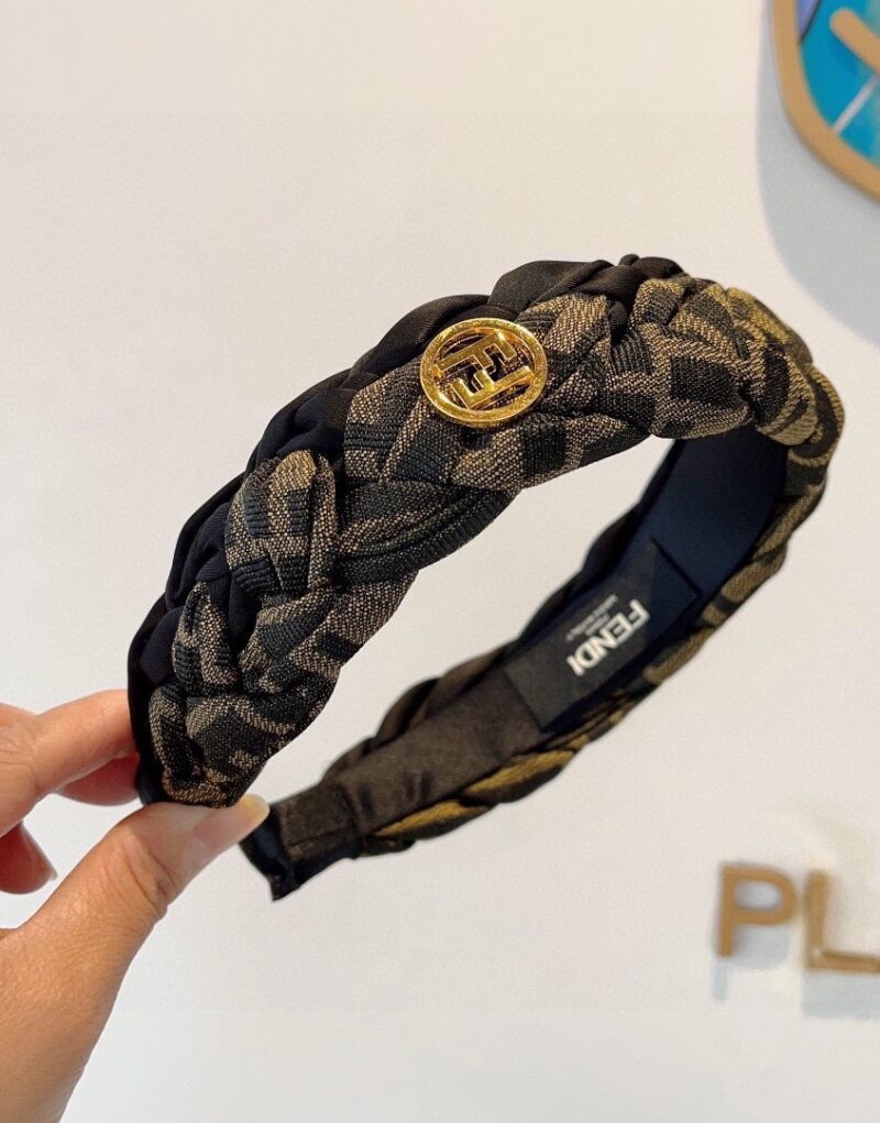Fendi Braid Hairband Brown For Women