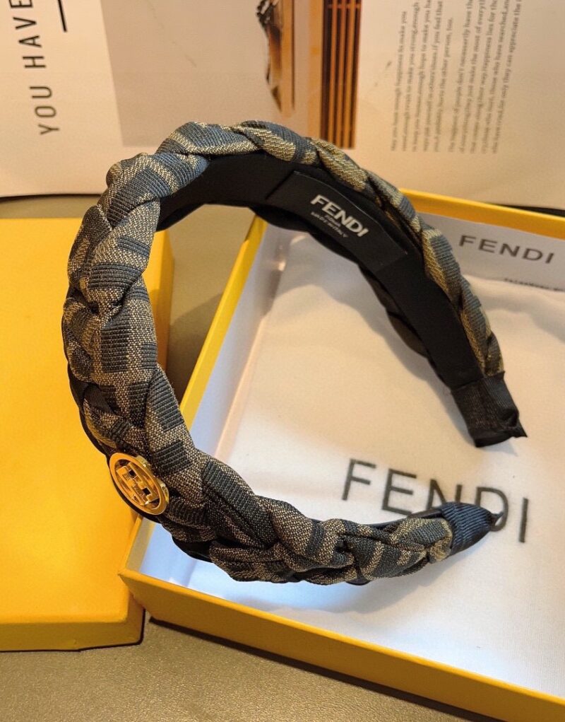 Fendi Braid Hairband Brown For Women