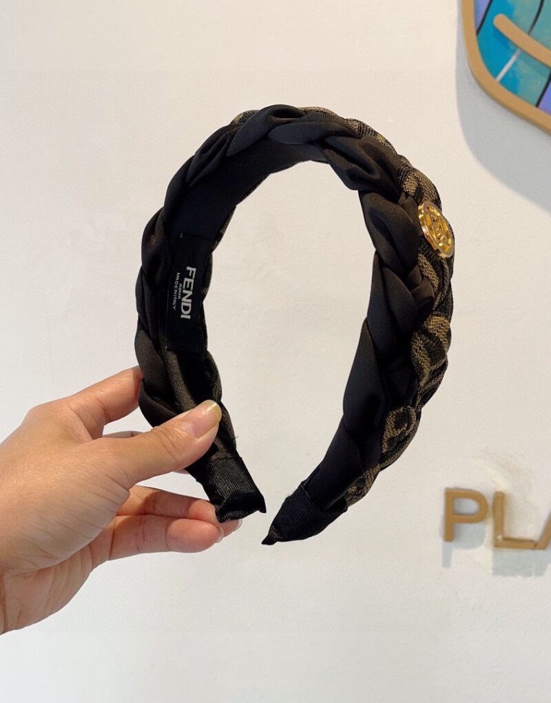 Fendi Braid Hairband Brown For Women