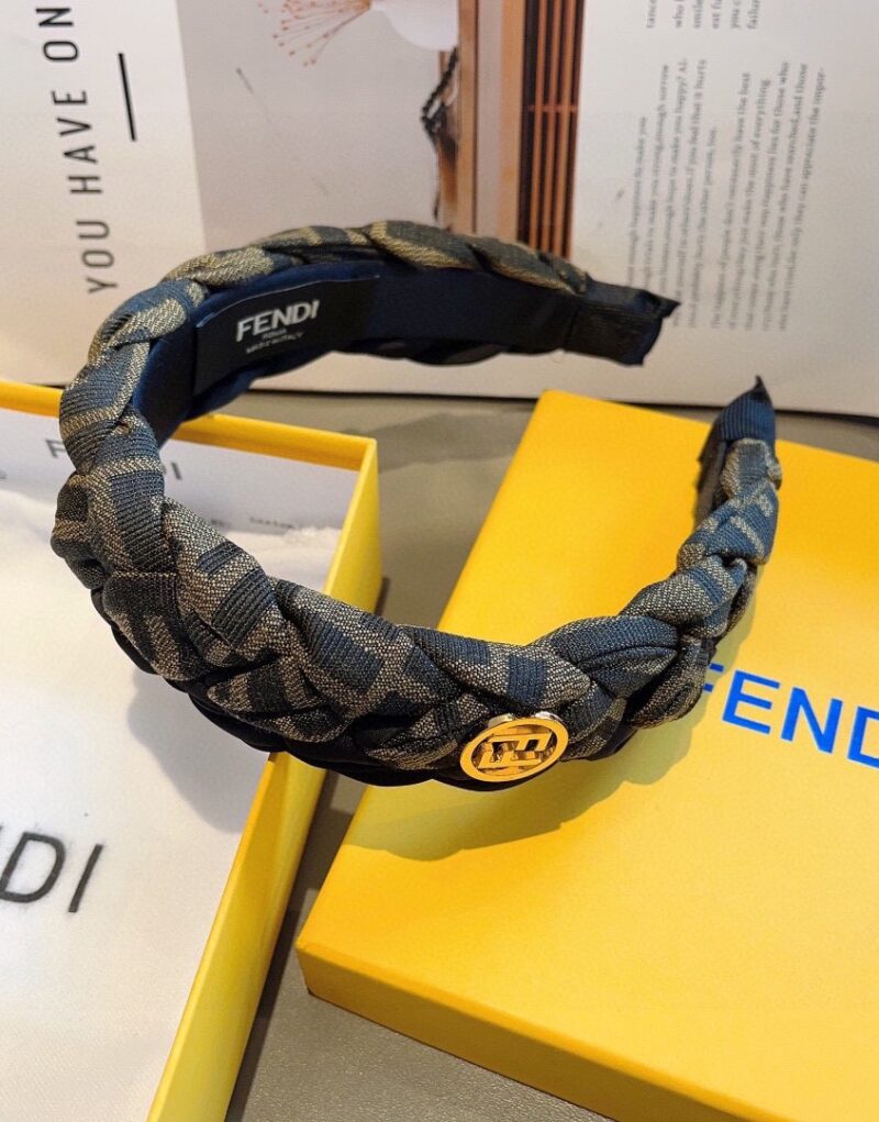 Fendi Braid Hairband Brown For Women
