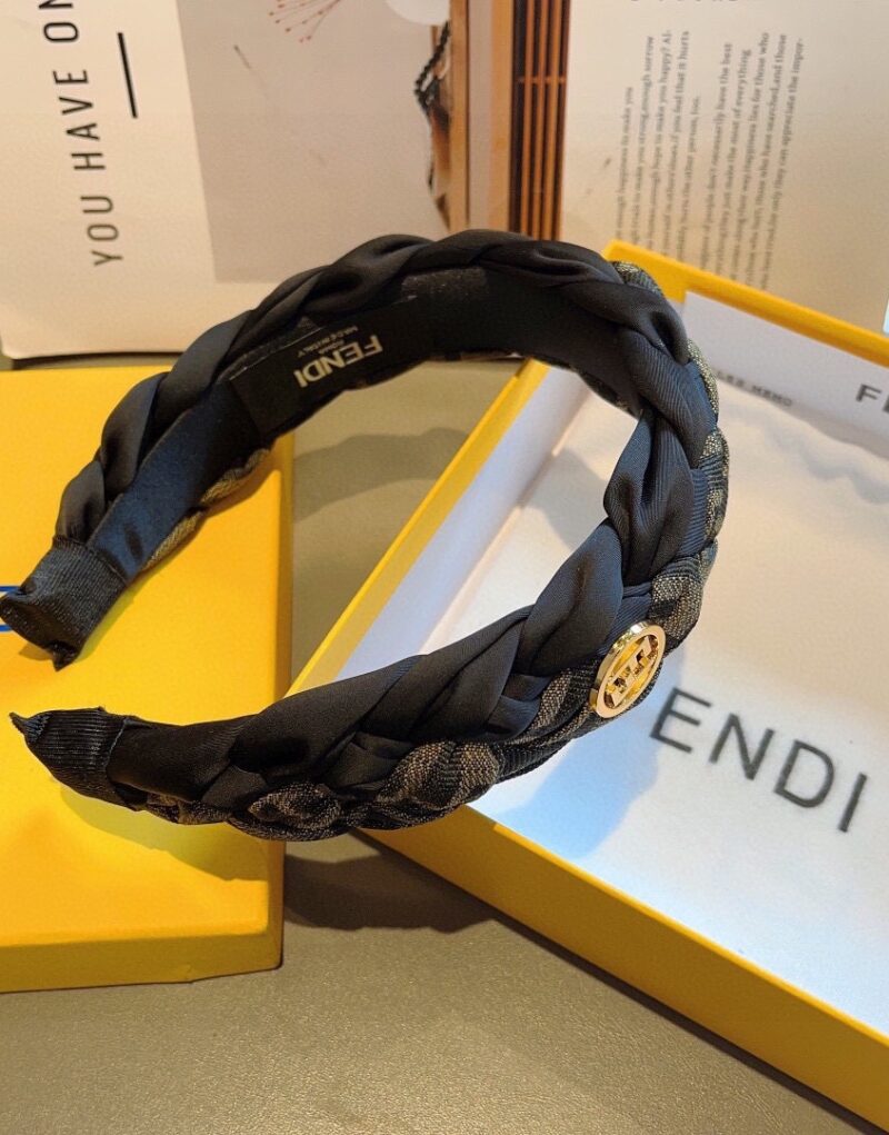 Fendi Braid Hairband Brown For Women