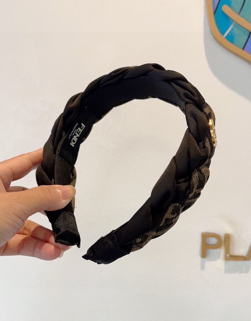 Fendi Braid Hairband Brown For Women